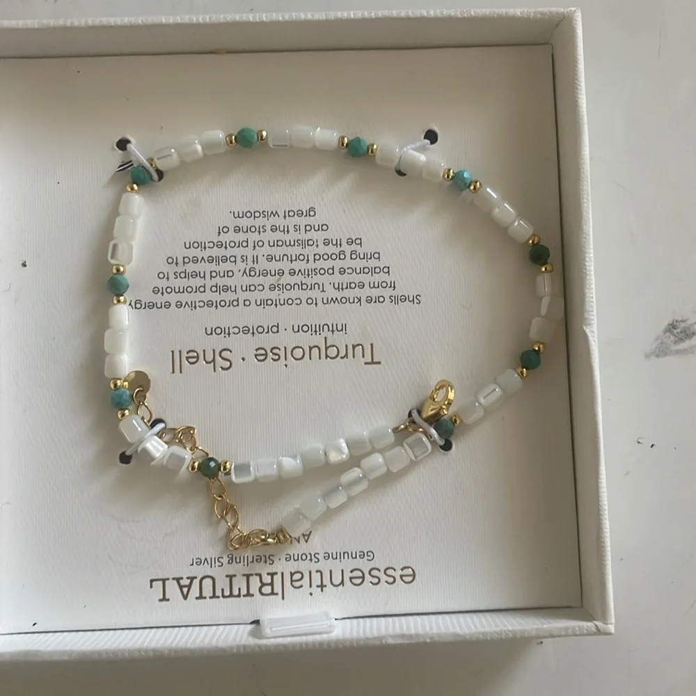 Essential Ritual Sealed NIB Genuine Turquoise Shell Anklet - Picture 5 of 13